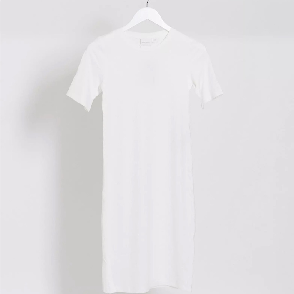 Mamalicious Maternity ribbed bodycon dress in white